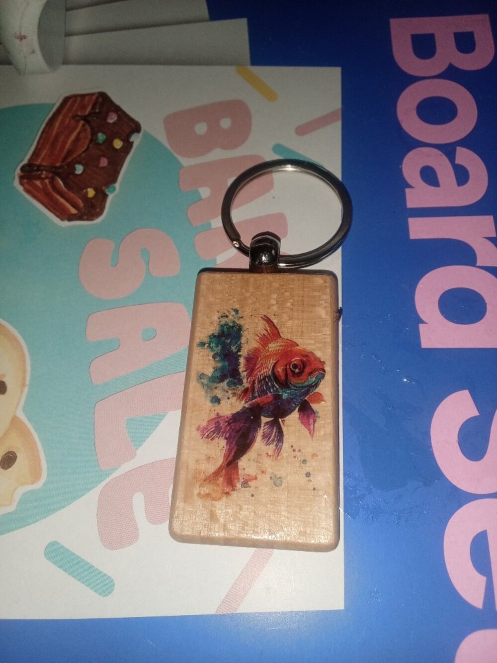 Handmade Wooden Goldfish Keychain